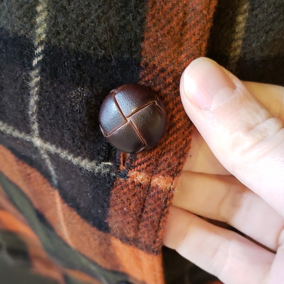 Plaid wool orange and green top Size small - Picture 3 of 7